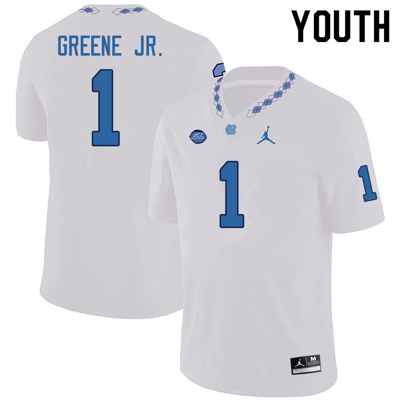 Youth #1 Andre Greene Jr. North Carolina Tar Heels College Football Jerseys Sale-White